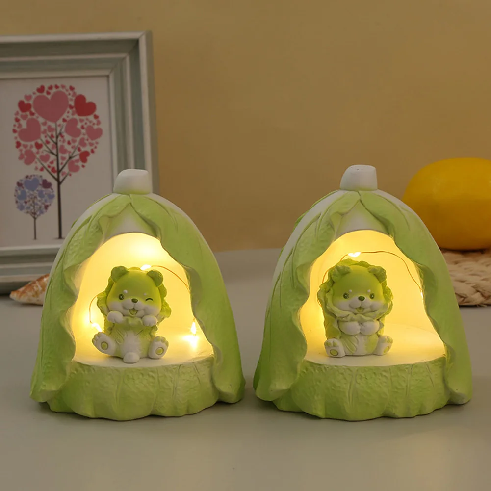 

Vegetable Elf Creative Cabbage Dog Home Bedroom Decoration Cute Decoration Crafts Toy Doll Piggy Bank Children Star Light