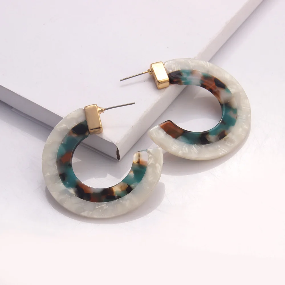 Женские Разноцветные серьги-кольца ZA многоугольные серьги из полимера в