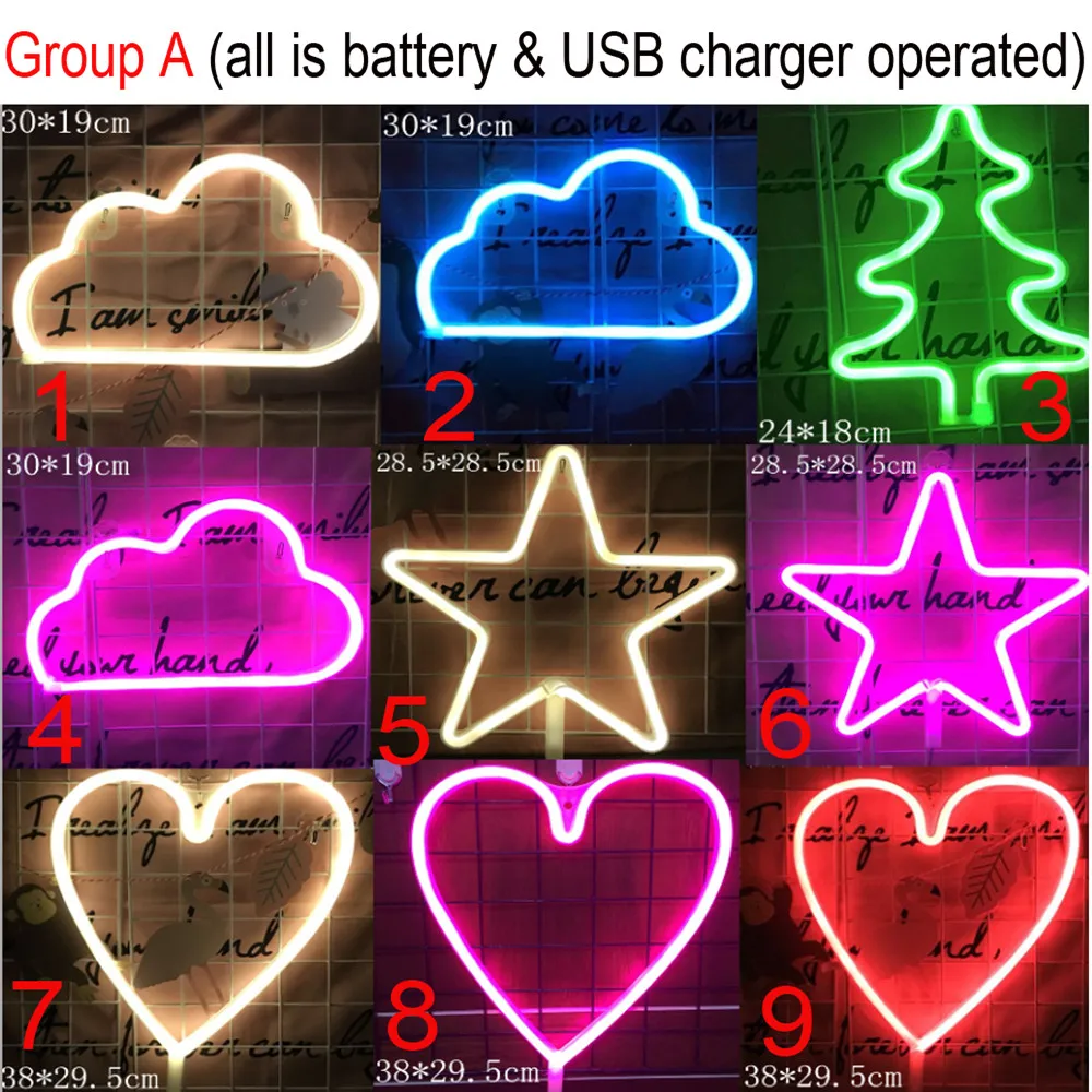 Неоновая светодиодная вывеска на батарейках AA с питанием от USB для праздника