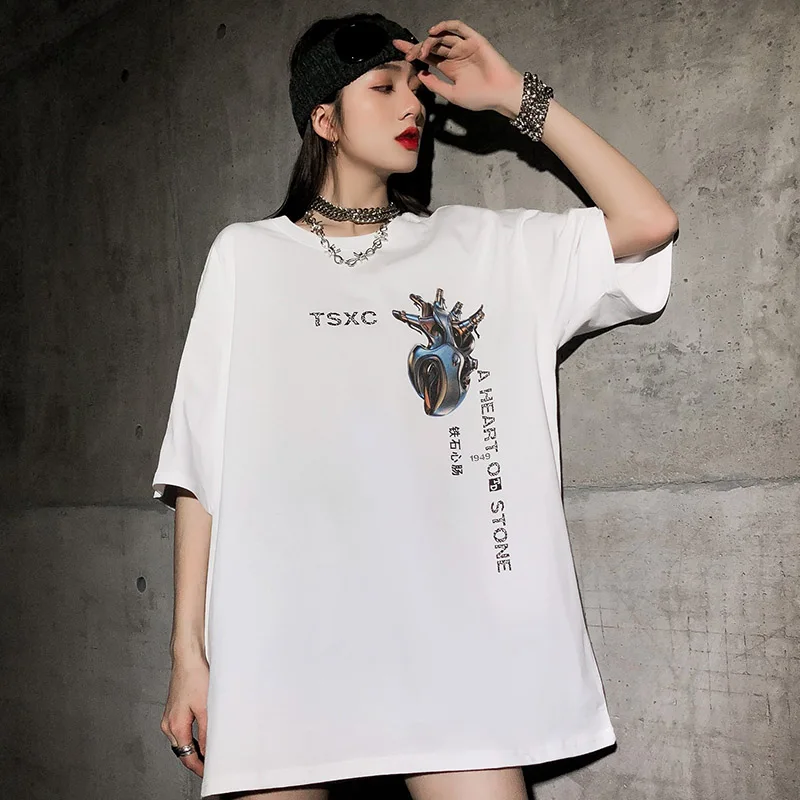 Футболка мужская хип-хоп оверсайз 2020 уличная футболка с железным сердечком