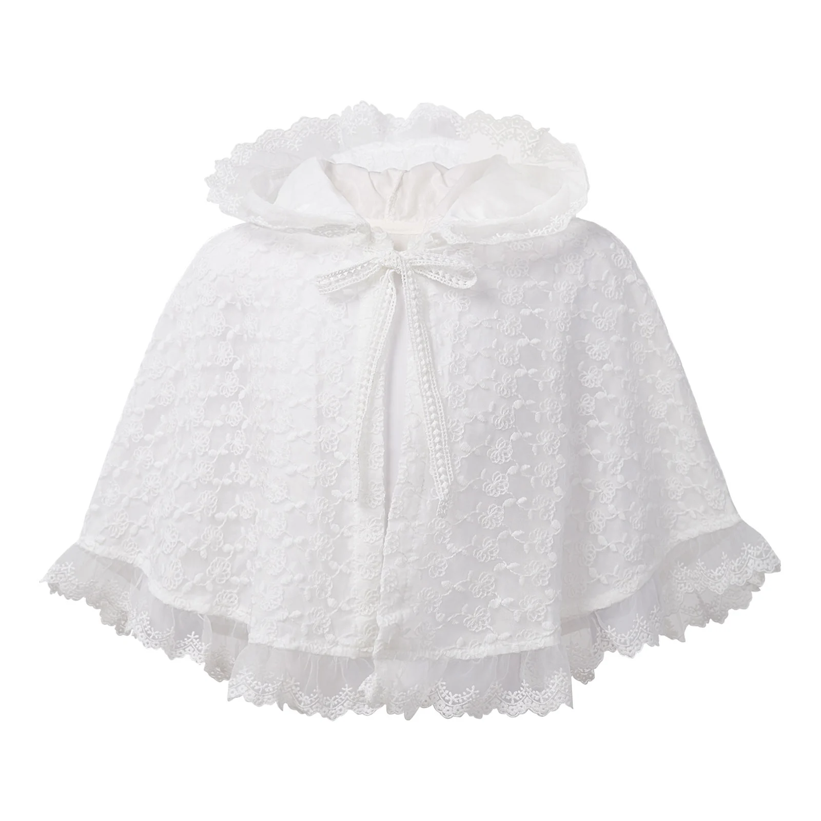 เด็กทารกเสื้อ Bolero ลูกไม้อย่างเป็นทางการงานแต่งงานเสื้อคลุมผ้าคลุมไหล่เจ้าหญิง Baptism Christening Hooded Cape ...