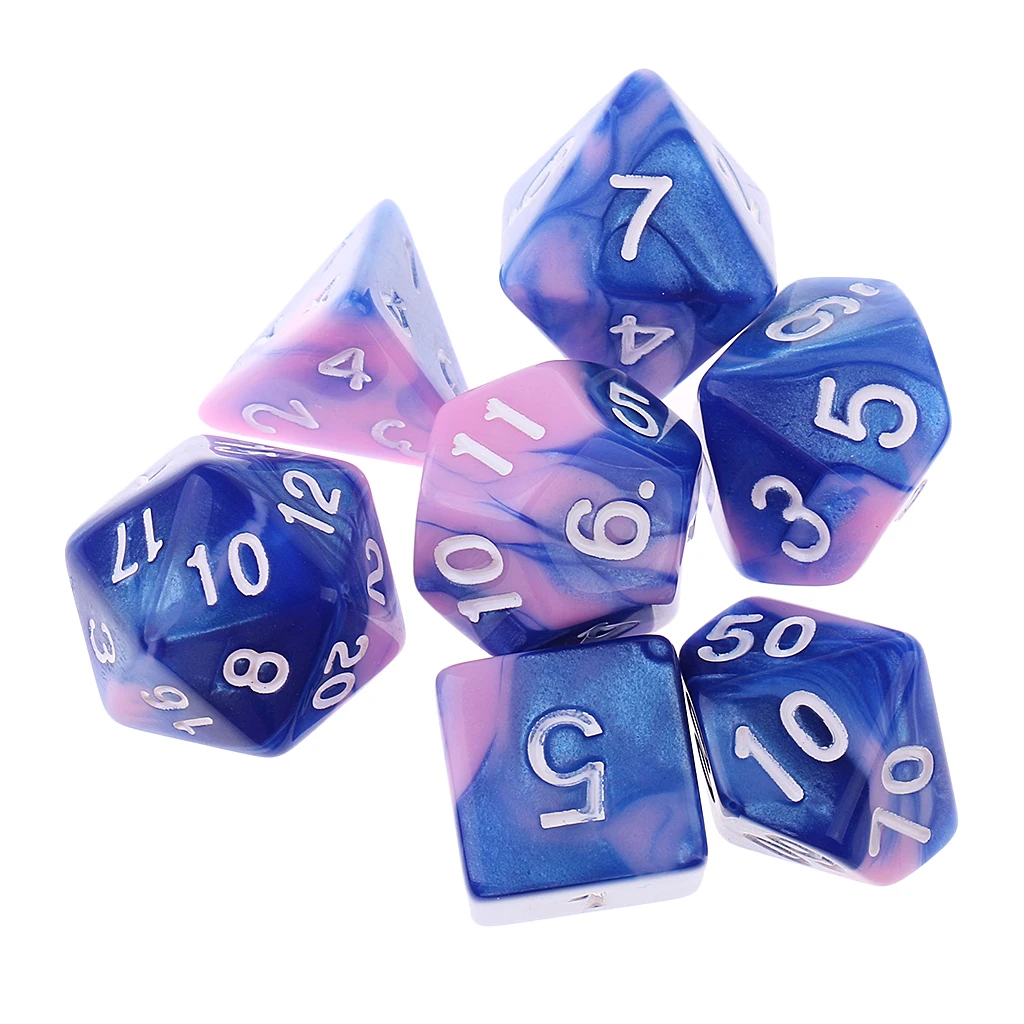 

7X многогранные игральные кости D12 D10 D8 D6 D4 16 мм для игр в кости