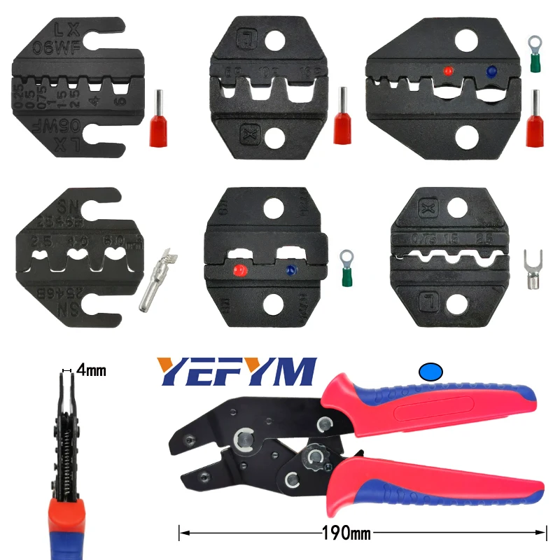 

SN/4mm crimping pliers jaw for most types non-insulation/insulation terminal tools (jaw width 4mm/pliers 190mm)
