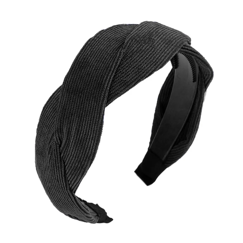 velvet F LEVAO Serpentine Winding Cross Headband Vintage Hairbands Bezel Turban Women Girls Hair Accessories Hair Hoop Headwear Fashion - Цвет: velvet F