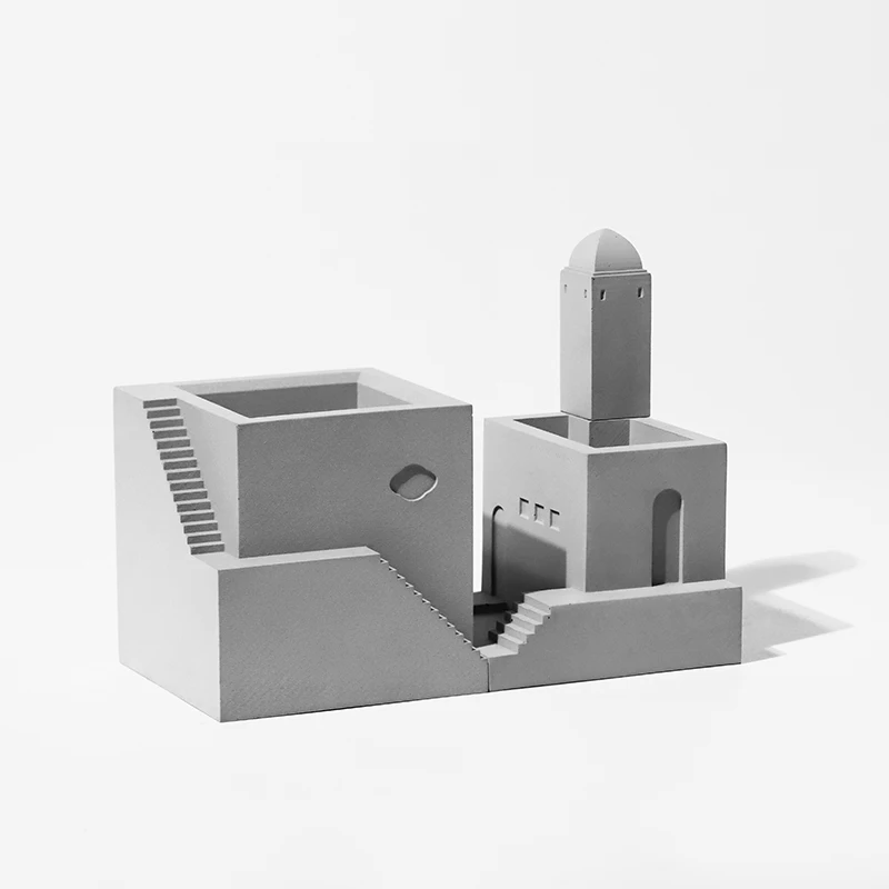 Tanie Beton Mikro-budynek Cement Pulpit Przechowywanie Kreatywny Pojemnik Do Przechowywania Pomnik Dolina Otaczający Budynek Obsadka Do Pióra