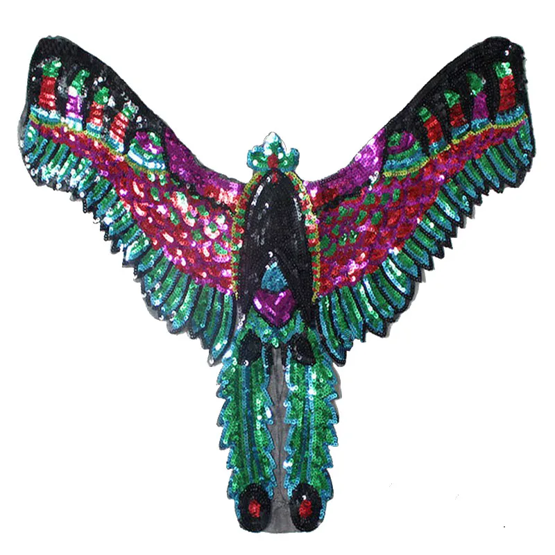 

Big Bikers Colorful Eagle Paillette Patches Sew On Birds Appliques 3D Diy Sequins Sticker On Clothes Coat Decor