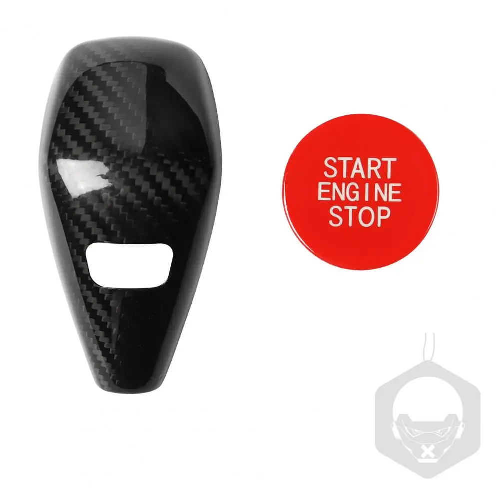 

Real Carbon Fiber Car Gear Shift Knob Cover Start Stop Switch Durable Auto Engine Parts Modification Accessories for BMW 123 Ser