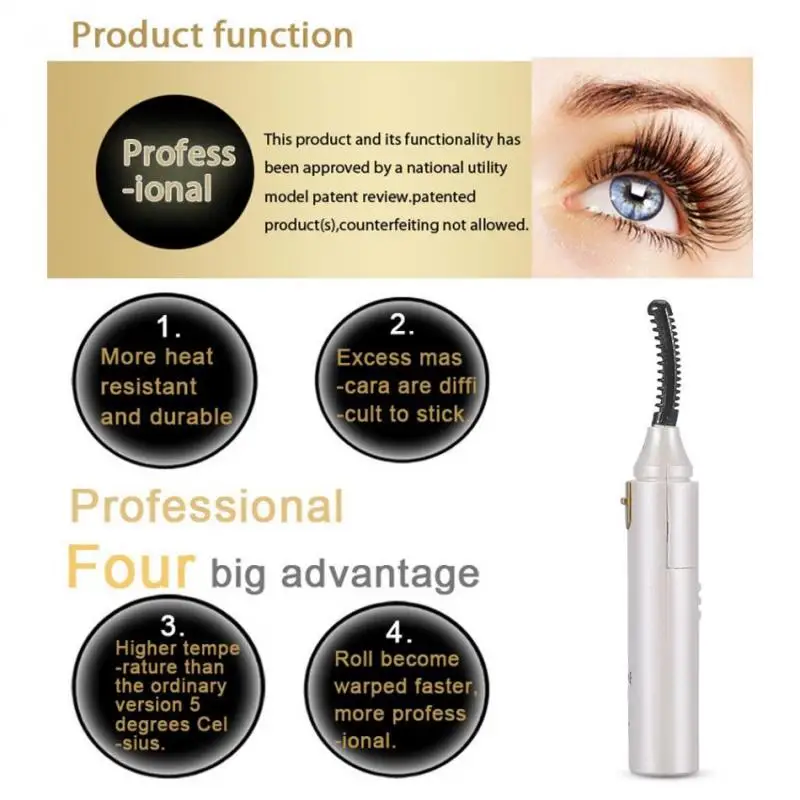 

Big Discounts Eyelash Curler Electric Pen Style Heated Eyelash Curler Quick Heating Natural Eyelash Curler Makeup Cosmetic Tools