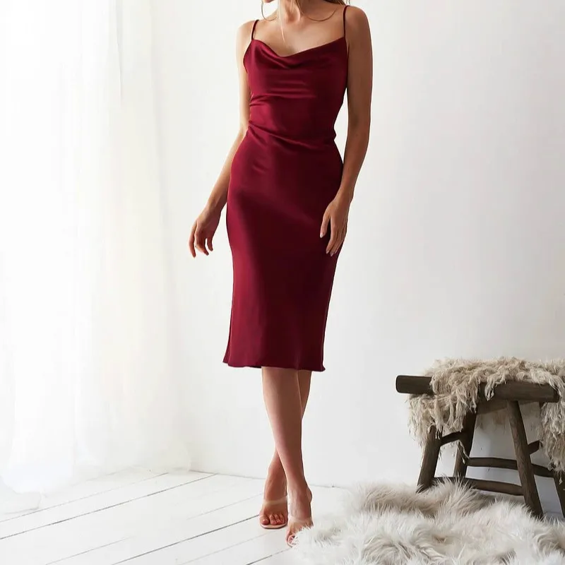 Женское атласное длинное платье винтажное облегающее Элегантное Шелковое - Фото №1