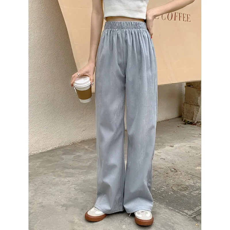 

Women's Wide-Leg Pants Korean-Style High Waist Slimming Loose All-Match Draping Thin Retro Hong Kong Style Mop Casual Pants Ins