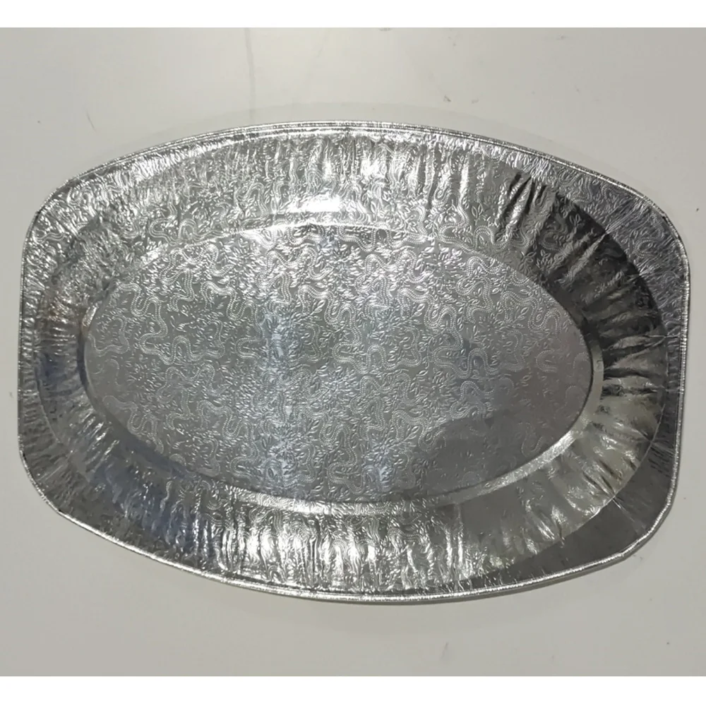 

20pcs Disposable Oval Serving Plates Aluminium Foil Tray Serving Dishes Tableware for Catering BBQ Banquet Parties (Random Style