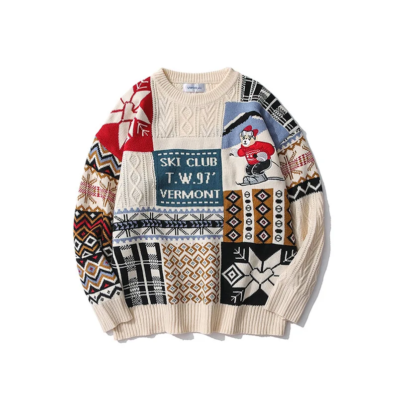 

2021 Christmas Jumper Korean Loose Knitted Sweater Plus Size Clothing O-neck Long Sleeve Oversize Top Couples Casual Pullovers