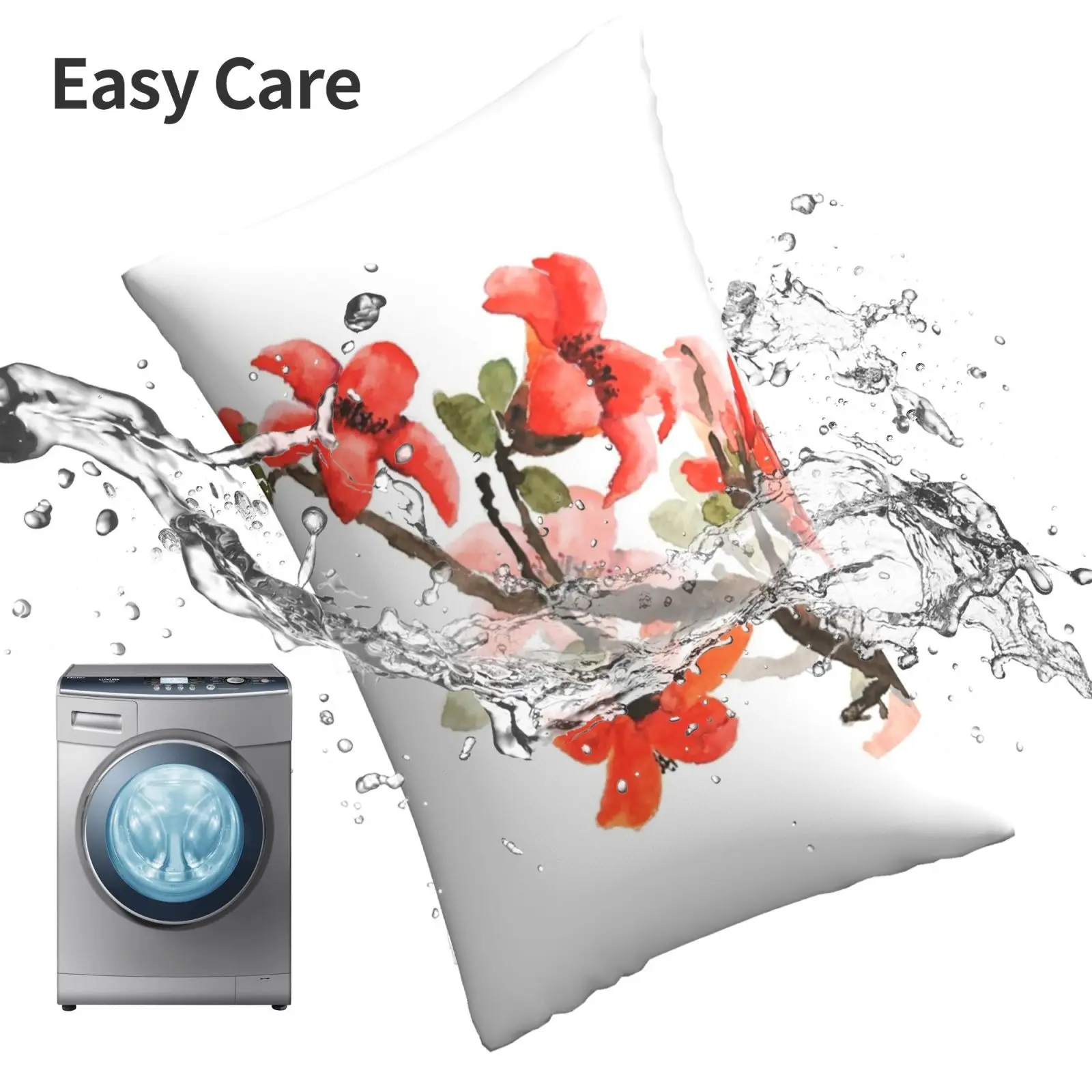 Красно-оранжевый Чехол на подушку с изображением цветов капка 20x30 50*75 диван