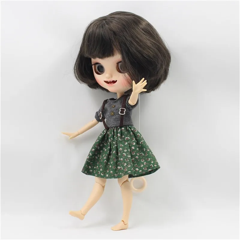 DBS Blyth icy 1/6 30 см bjd зеленое серое платье юбка на подтяжках с пуговицами подарок для