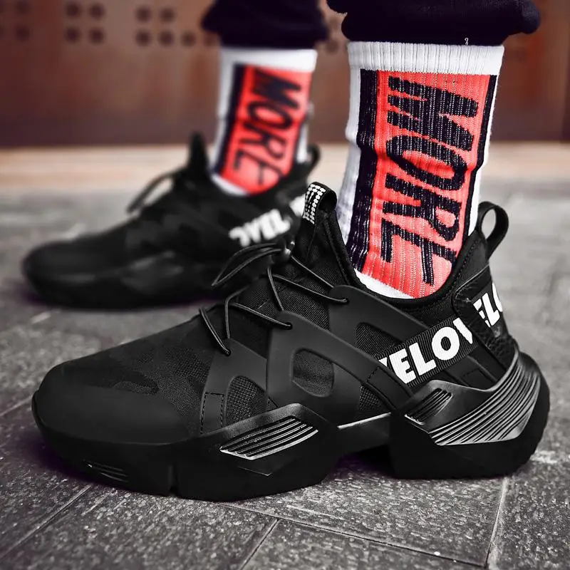 

Pop Fashion Men's Casual Shoes Breathable Mesh Lace-Up Sneakers For Men Comfortable Thick Bottom Outdoor Platform Footwears Male