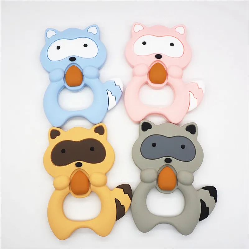 Ченкэй 10 шт. BPA бесплатные силиконовые енот кулон Прорезыватель для зубов DIY Baby