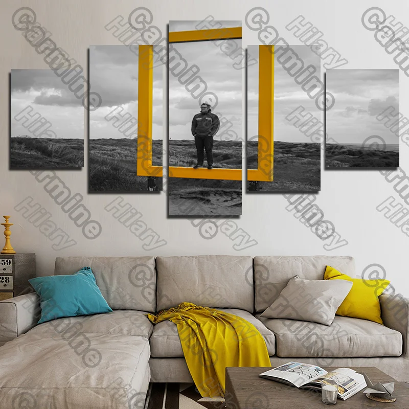

Poster Black Sea White Sky Figure Landscape Canvas Painting 5Pcs Posters Painting Wall Art Decoration for Living Room Frameless