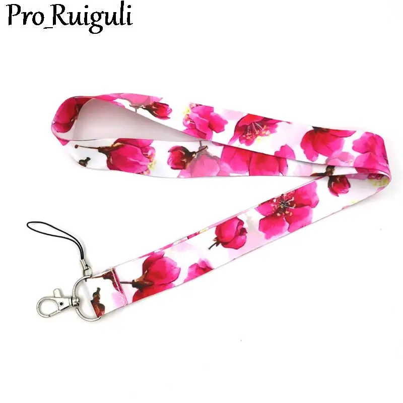 Красный шнурок с цветами для аниме держатель бейджа шнурки идентификационных