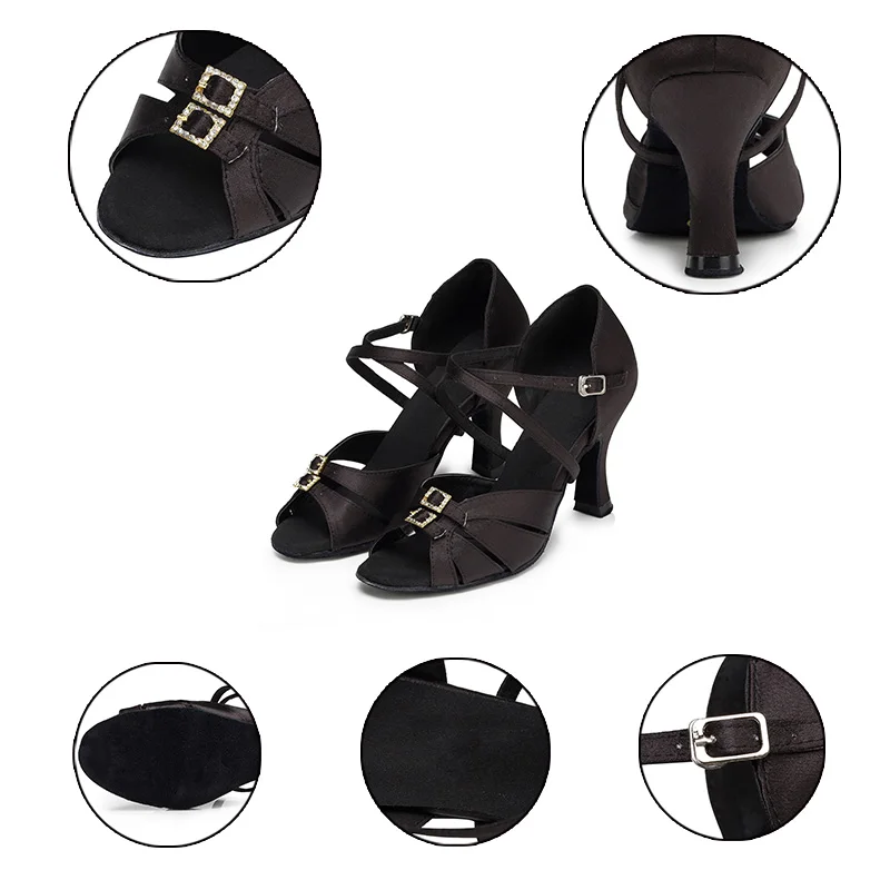 Women's Dance-Shoes Ballroom Girls Latin Dance Shoes High Heels Women Adjustable Forefoot Tango Jazz Dance Shoe Soft Sole Sandal