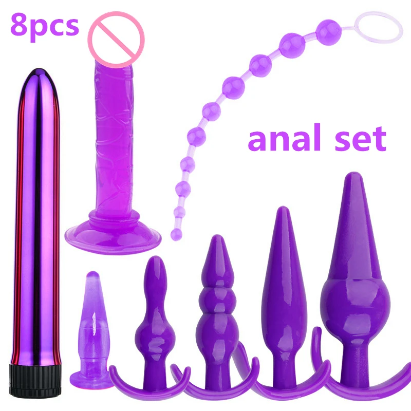8 шт. силиконовый Анальная пробка Набор массажер простаты для мужчин