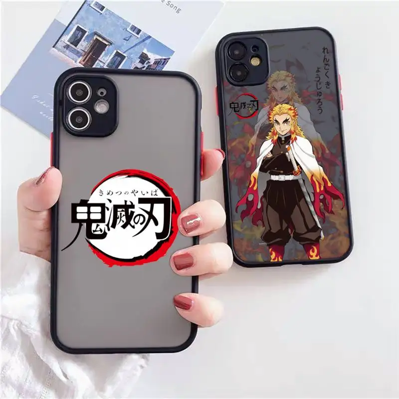

Demon Slayer Phone Case Matte Transparent for iPhone 7 8 11 12 s mini pro X XS XR MAX Plus Clear mobile bag iphone 12 pro