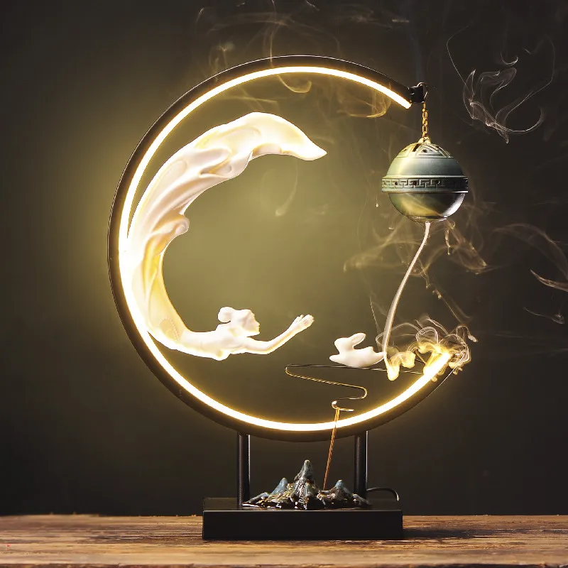 

Large Incense Burner Backflow Eletric Modern Statue Incense Burner Smoke Fountain Aromatherapy Encensoir Incense Burners BG50IB