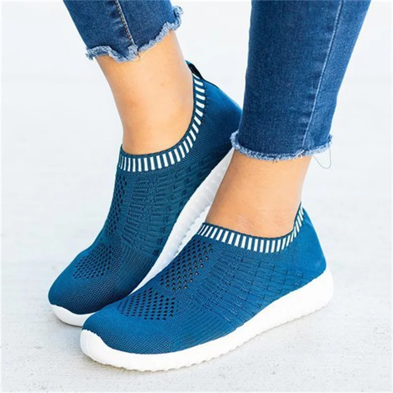 

Large Size 35-43 Flying Knitting Shoes Casual Fashion Single Shoes Women Casual Shoes 2021 Spring And Summer New