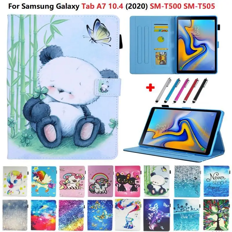 

For Samsung Galaxy Tab A7 10.4 Case 2020 SM-T500 SM-T505 Tablet Wallet Cover Unicorn Tree Funda for Galaxy Tab A7 Cover T500 Pen