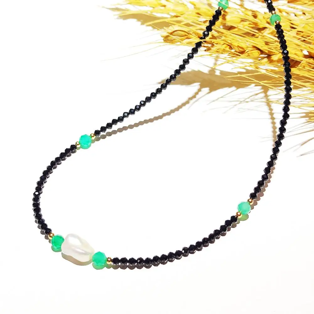 Черные шпинели барокко жемчужные Ониксовые бусы золотое ожерелье Популярные