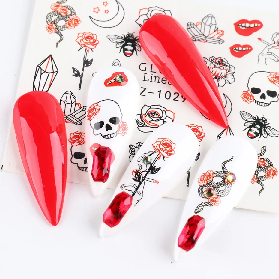

4pcs/16pcs 3D Nail Sticker for Nails Abstract Image Women Face Water Sliders Manicure Nail Art Decorations Polish Sticker Set