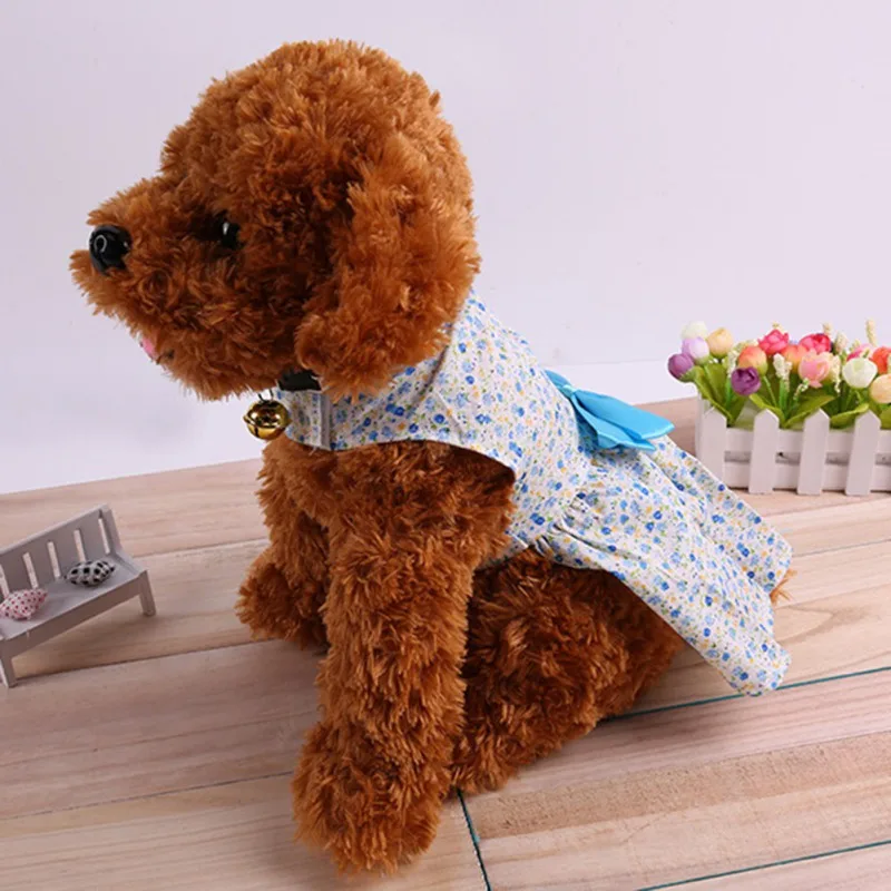 Pet Clothes Bow Floral Skirt Summer Dog Dress Princess Leisure Dresses York For Dogs Skirts |