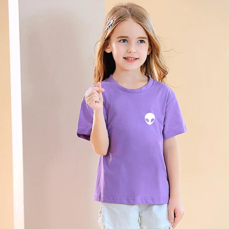 

Boys And Girls Clothes Summer Short Sleeve Casual Cotton T-Shirts Kids Harajuku Kawaii Cartoon Alien Print T Shirt Children Tops