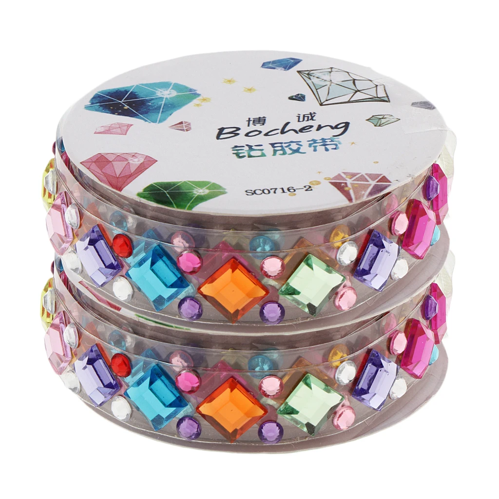 

2 Rolls of Elegant Multi Shapes DIY Rhinestone Adhesive Tapes