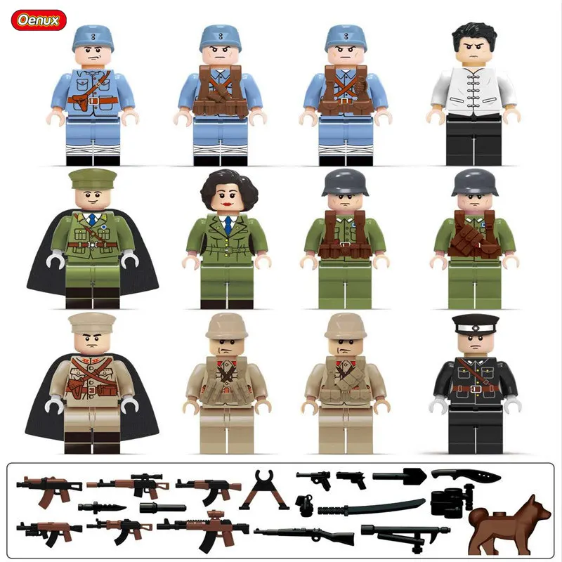 Military Set Oenux WW2 6 шт. военный строительный блок Битва на Закавказье набор военных спецназ снежные солдатики фигуры кирпичные детские игрушки - Цвет: Military Set