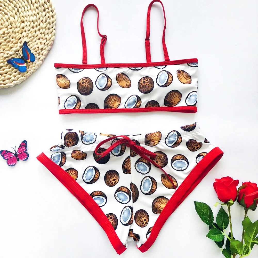 Комплект спортивного бикини с принтом бандо сексуальный купальник на бретелях