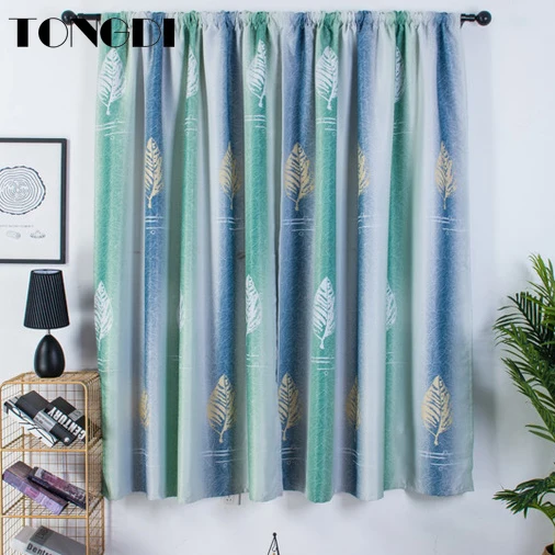 Затемненная занавеска TONGDI с принтом большие градиентные занавески листочками