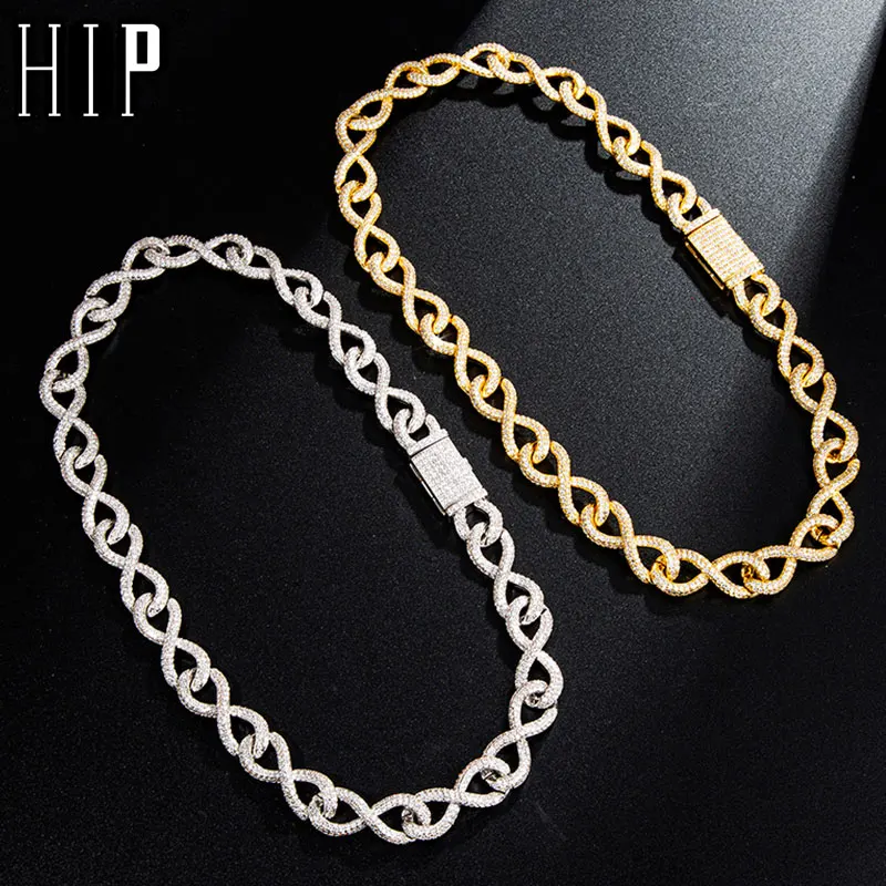 Цепочка кубинская мужская с фианитом ожерелье в стиле хип-хоп 12 мм большая