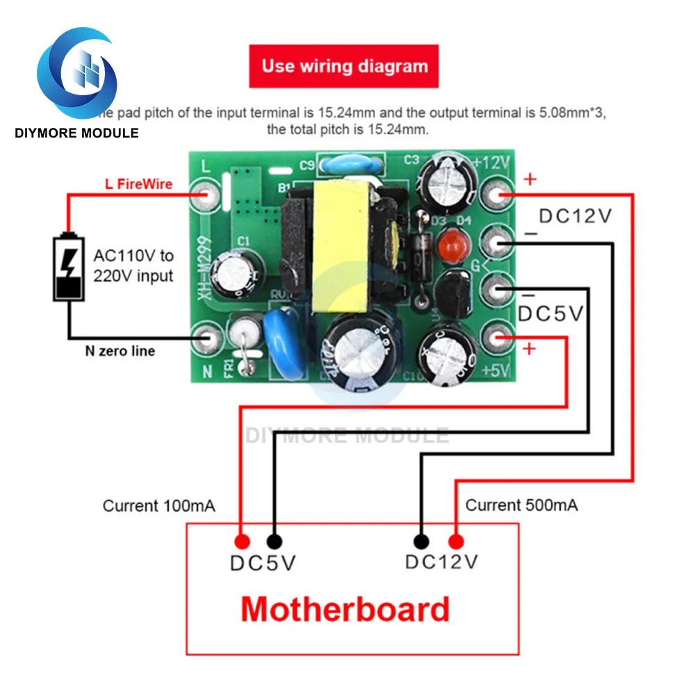 AC 110-240V DC/DC 5V 12V DC понижающий преобразователь подпушка модуль AC-DC Напряжение
