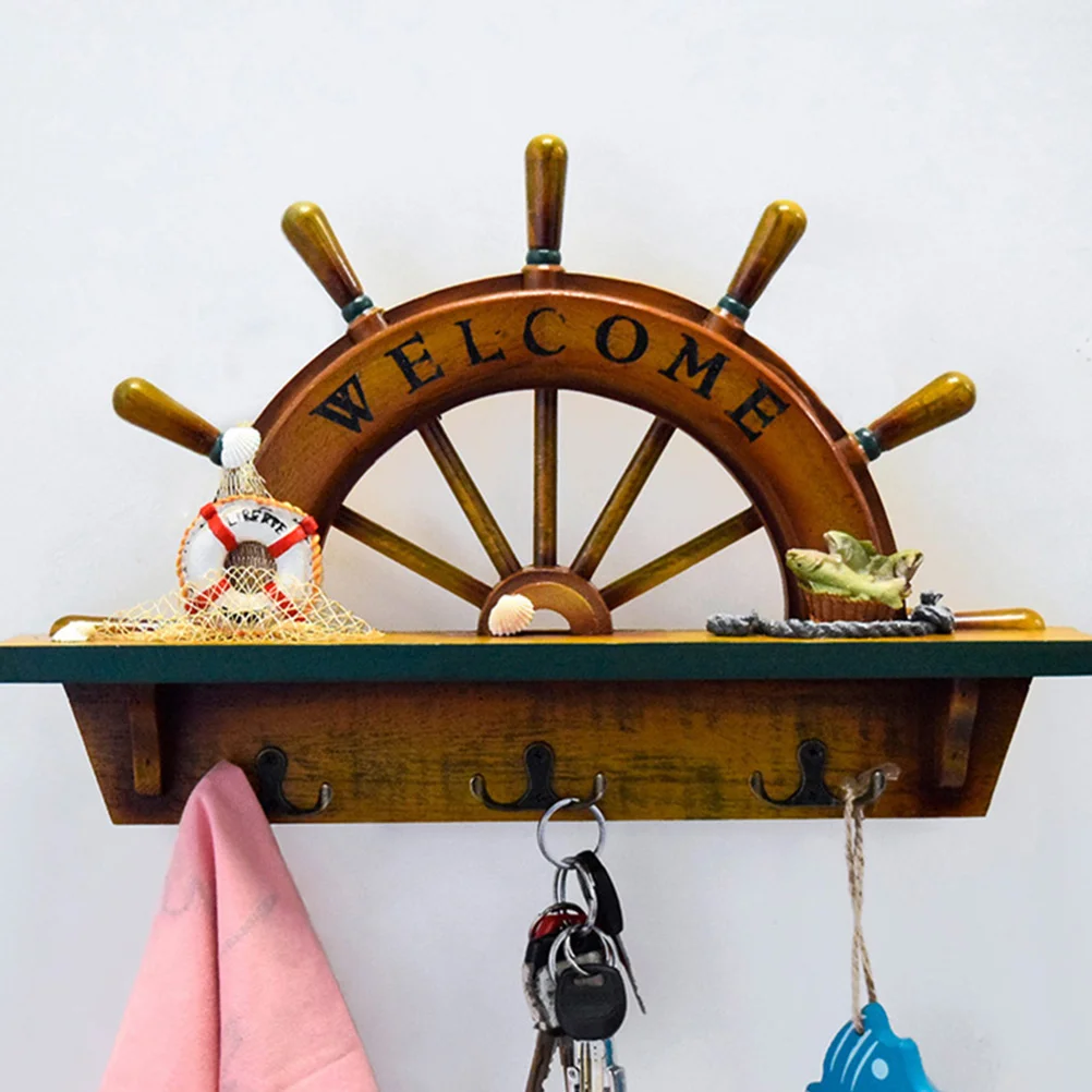 

1Pc Mediterranean Style Hook Rudder Style Hook Wall Mounted Multifunctional Hanger Home Bedroom Living Room Decoration