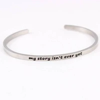 my story isnt over yet stainless steel engraved jewelry cuff bracelets custom engraving infinity love message bangle