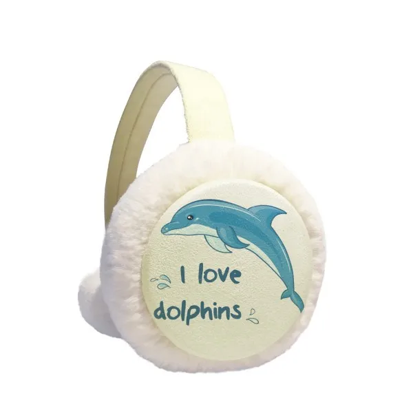 

I Love Dolphins Illustrate Winter Earmuffs Ear Warmers Faux Fur Foldable Plush Outdoor Gift