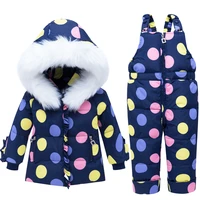 2019 children kids baby girl 2 4y outwear snow suit outwear fur hooded jacket coatjumpsuit down winter clothing for babies