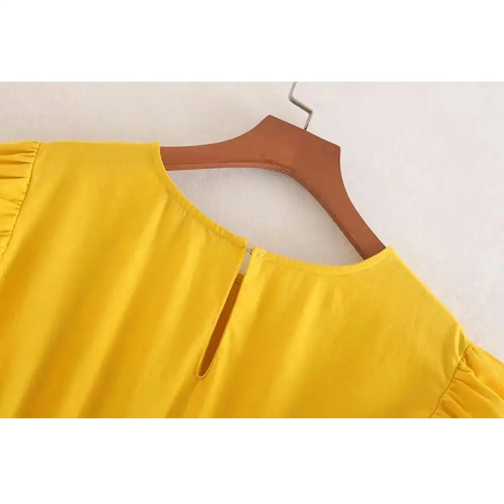 Винтажное элегантное желтое платье с рюшами женское летнее сексуальное открытое