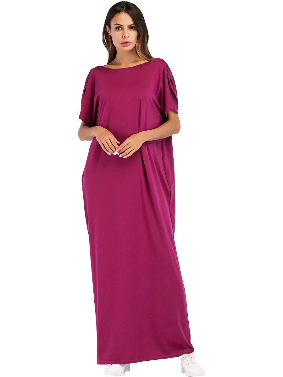 Мусульманское платье Мусульманская одежда с бантом Однотонный марокканский