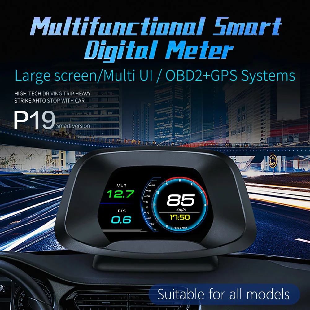 

3 дюймовый автомобильный дисплей HUD GPS, дисплей на голову, Универсальная автомобильная электронная сигнализация напряжения P20 OBD GPS автомобил...