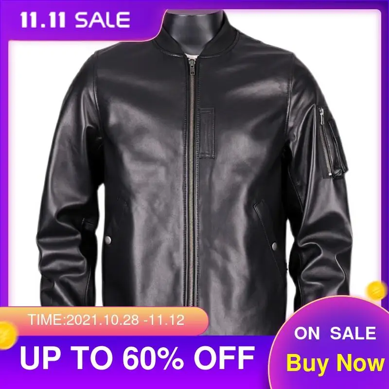 

2021 Black Genuine Leather Jacket Men Casual Style Plus Size 5XL Real Natural Sheepskin Spring Slim Fit Young Male Coat