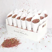 Confeti de boda con soporte para conos de decoración, bandeja de papel Kraft de pétalos de rosa, cono de confeti, conos de papel de boda