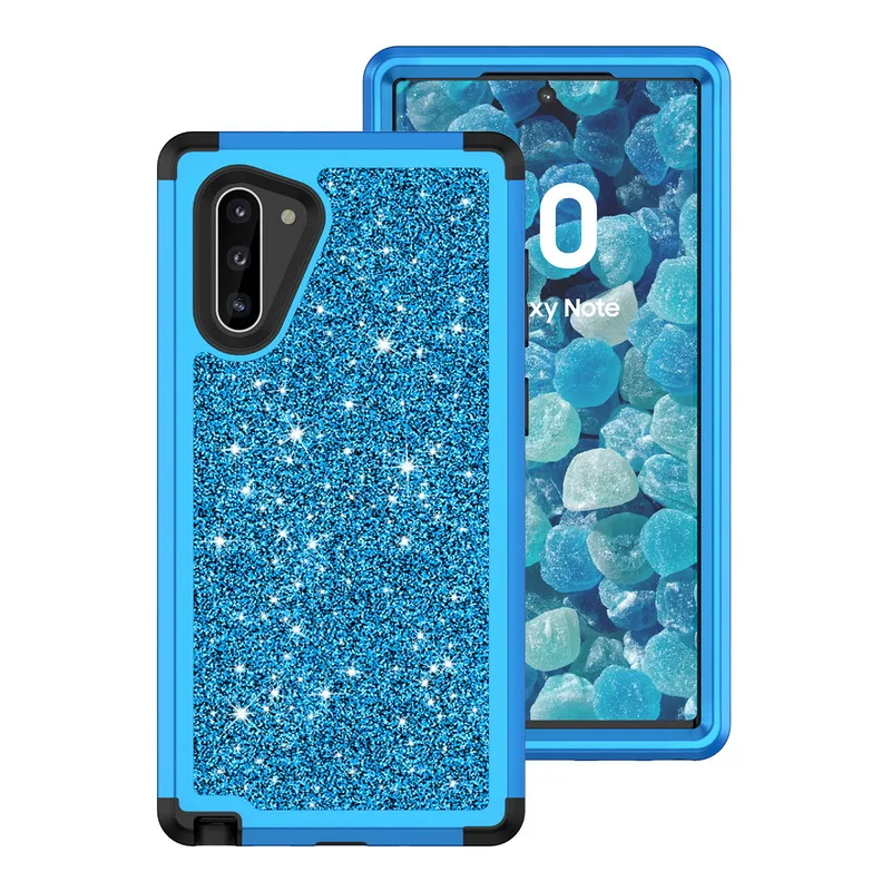 Синий Роскошный блестящий противоударный чехол для телефона samsung Galaxy Note 10 Plus 9 S10 S9 Plus Броня гибридная 3 в 1 жесткий чехол - Цвет: Синий