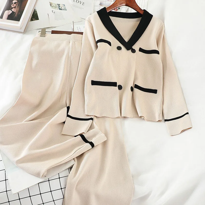 Mooirue зимние женские комплекты в полоску из 2 предметов трикотажный пуловер с v