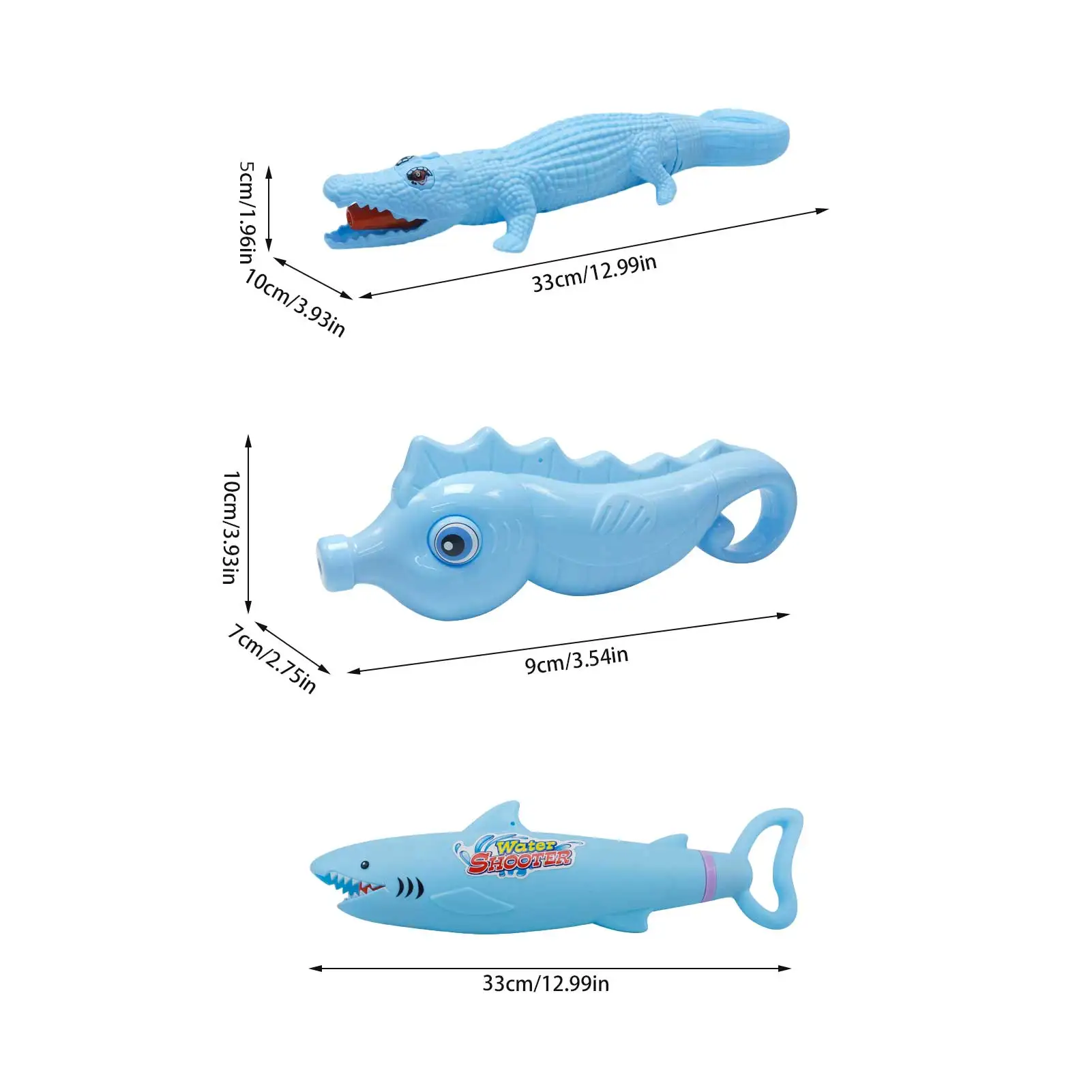 

3pcs Summer Water Gun Toys Pistol Blaster Shooter Outdoor Swimming Pools Cartoon Shark Hippocampus Squirter Toys For Children